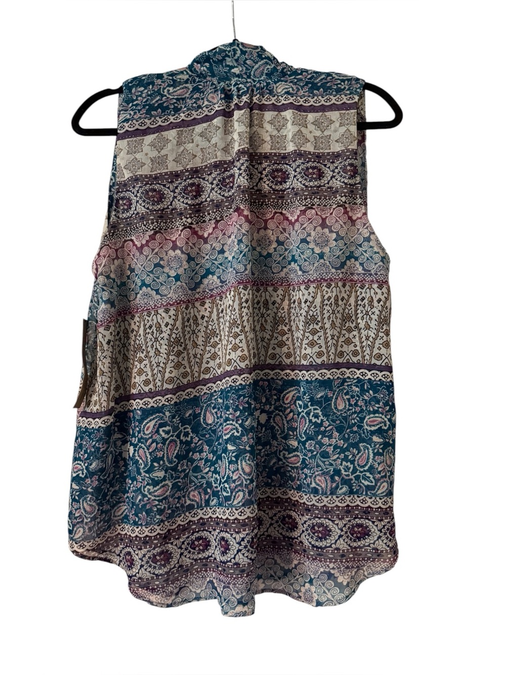 NWT | Reformation | Nicolette Sleeveless Neck-Tie Blouse | Pink/Blue | L - Picture 5 of 8